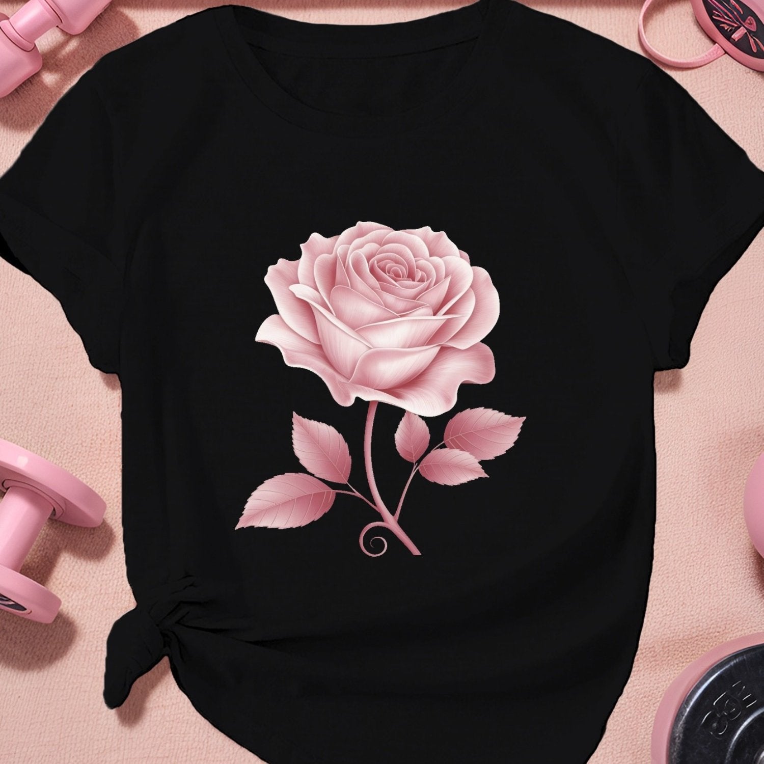 TEMU Women's With Print - Casual Short Sleeve, Crew Neck, Machine Washable - Summer Workouts And Casual Attire, Ladies T Shirts