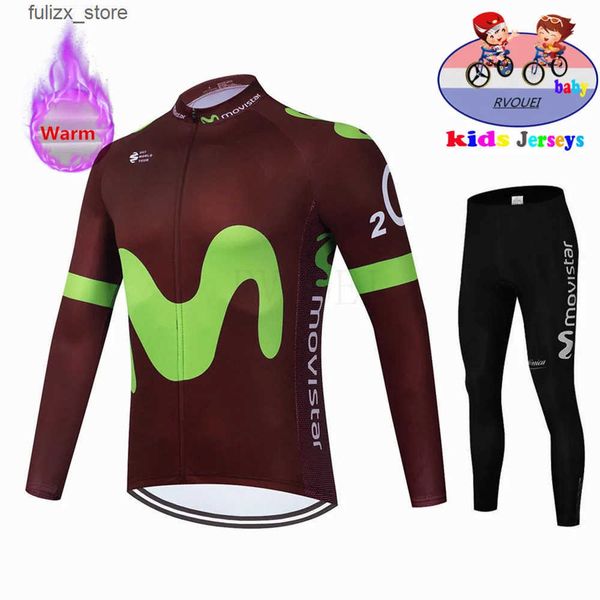 Jersey de ciclismo Define Childrens Winter Bicycle Clothing Boys Boys Wool Wool Jersey Jersey Set Longo Conjunto de Roupas de Bicicleta para