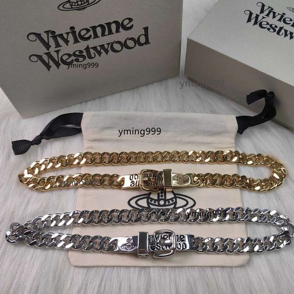 Designer Vivianes West Wood Empress Dowager Saturn Belt Buckle Cuban Chain Choker Necklace Bracelet Personalized Antique Bold Neckla viviene