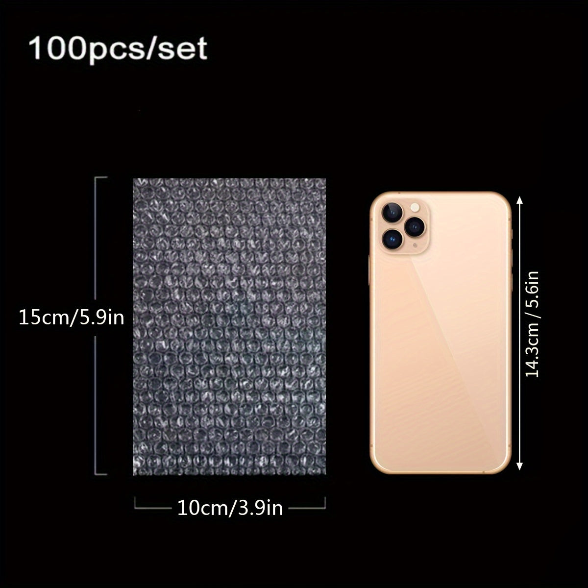 TEMU 100pcs, 3 Sizes , Bubble Film, Transport Packaging, Clear, Transparent Bubble Bag, Pressure-resistant