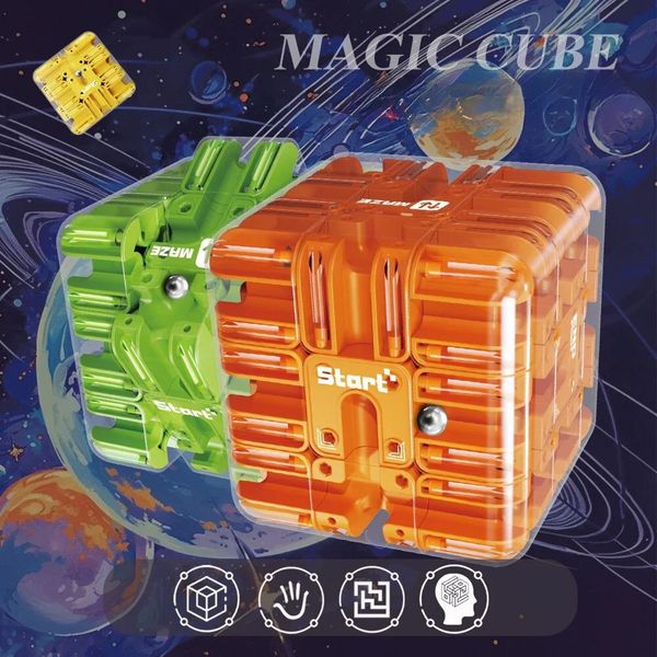 3D Maze Magic Cube Six-sided Transparent Puzzle Speed Cube Rolling Ball Cubes Maze Toys For Children Stress Reliever Toys 250114