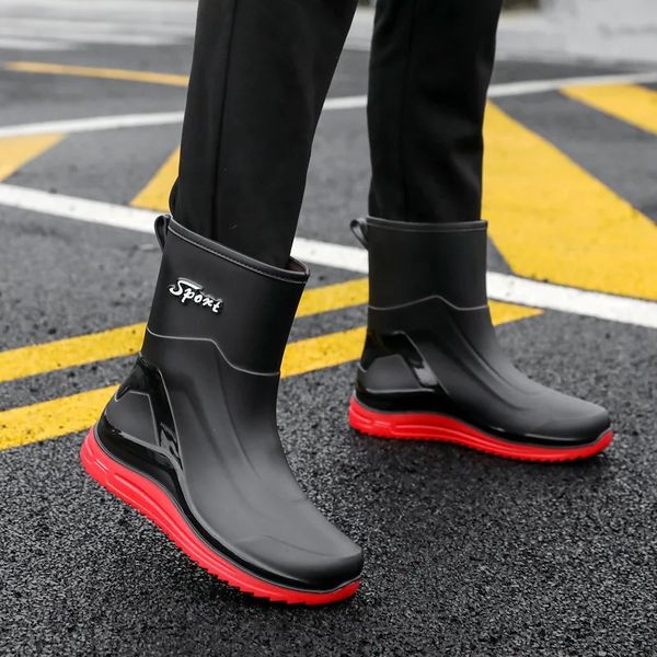 FashionFashionable Mens Rain Shoes Waterproof and Non Slip Outdoor Fishing Kitchen Work Rubber Shoes Wearresistant Water 241115