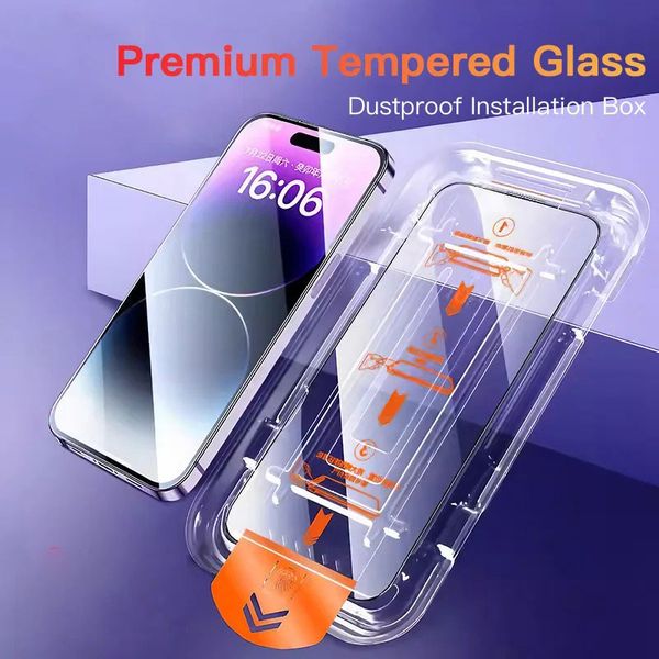 8K Oleophobic Coating Dust free Installation Screen Protector For iPhone 13 11 12 14 15 16 Pro Max Mini X XR 15 14 16 Plus Auto-Dust Removal