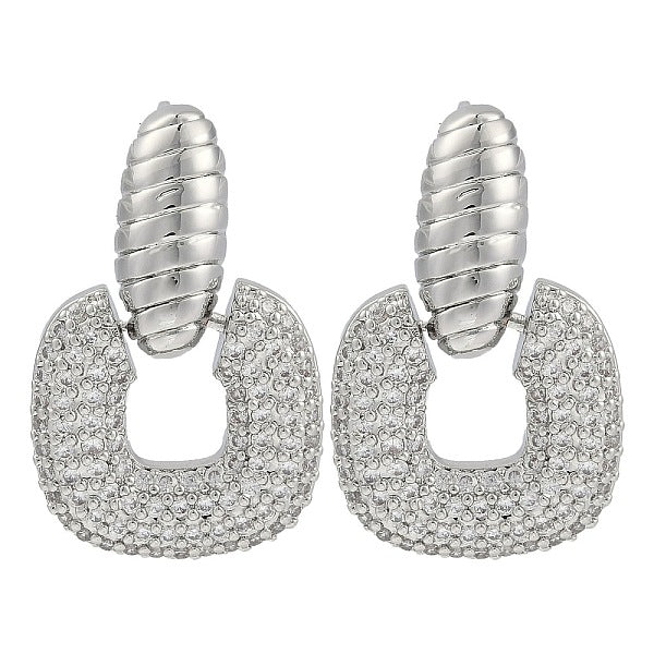 Boucles d'oreilles pendantes carrées en oxyde de zirconium cubique transparent