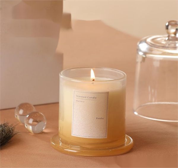 Clear Handmade Scented Candles Coconut Soy Wax Creative Aromatherapy Essential Oil Candle Glass Can Packaging Customized Logo Wedding Gift 1