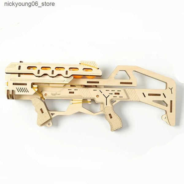3D Puzzles 3D Ping Pong Blaster Wooden Puzzles Models Kits Kids Constructions Assemble Buiding Jigsaw for Boys Rubber Shooting Games Rifle L