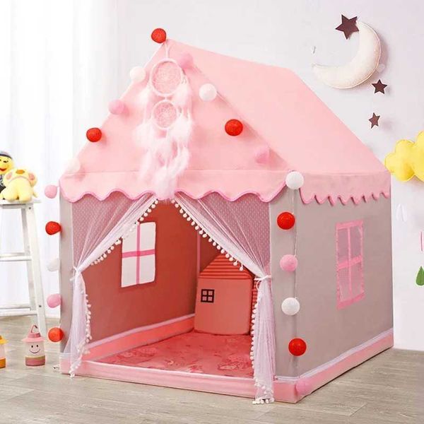 Kids Tent Girl Baby Little Princess Children Toy Tent 1.35M Wigwam Folding Castle Childrens Room Decor Birthday Christmas Gifts X250210