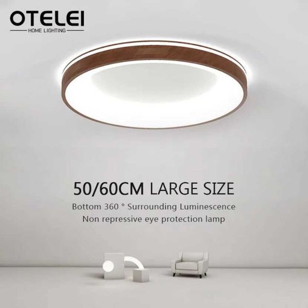 D60cm Large-sized LED Ceiling Light Modern Circular Wood Grain Minimalist Lighting Living Room Bedroom Balcony Indoor Home Light Z250120