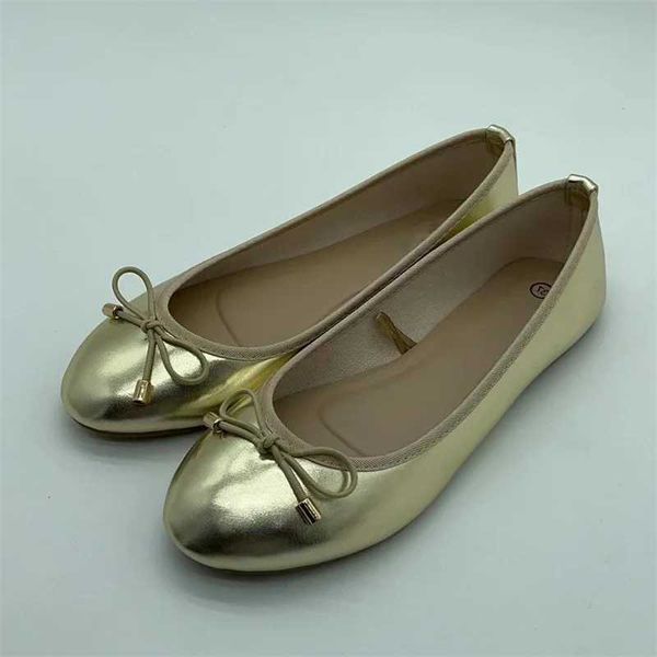 Eilyken Gold Gold Sier elegante nó do arco redondo dedo do dedo do dedo do dedo lisos planos - Ladies Ballet Dancer Shoes Mes Zapatos Mujer
