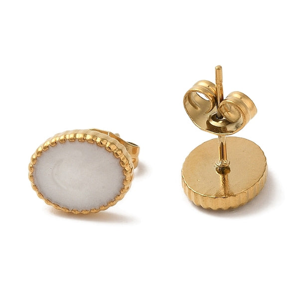 Boucles d'oreilles ovales en acier inoxydable 304 avec placage ionique (IP)