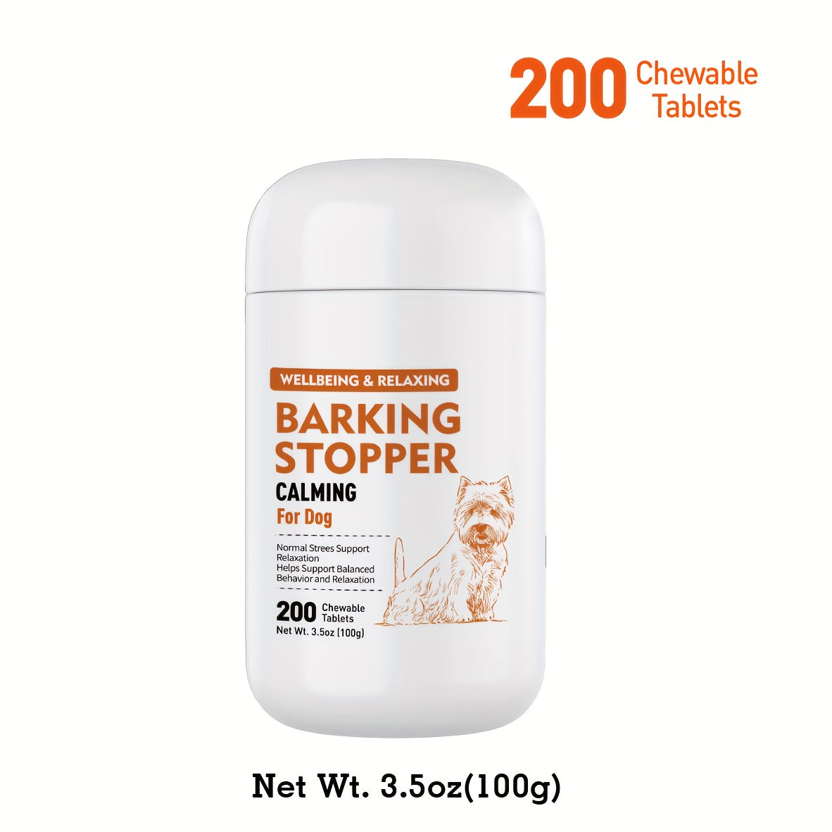 TEMU 200 Tabs, Calming Chews For Dogs, Barking Stopper, Dog Anxiety, Dog Calming Chewable Tablets, With Thunder, Fireworks, Chewing & Barking,