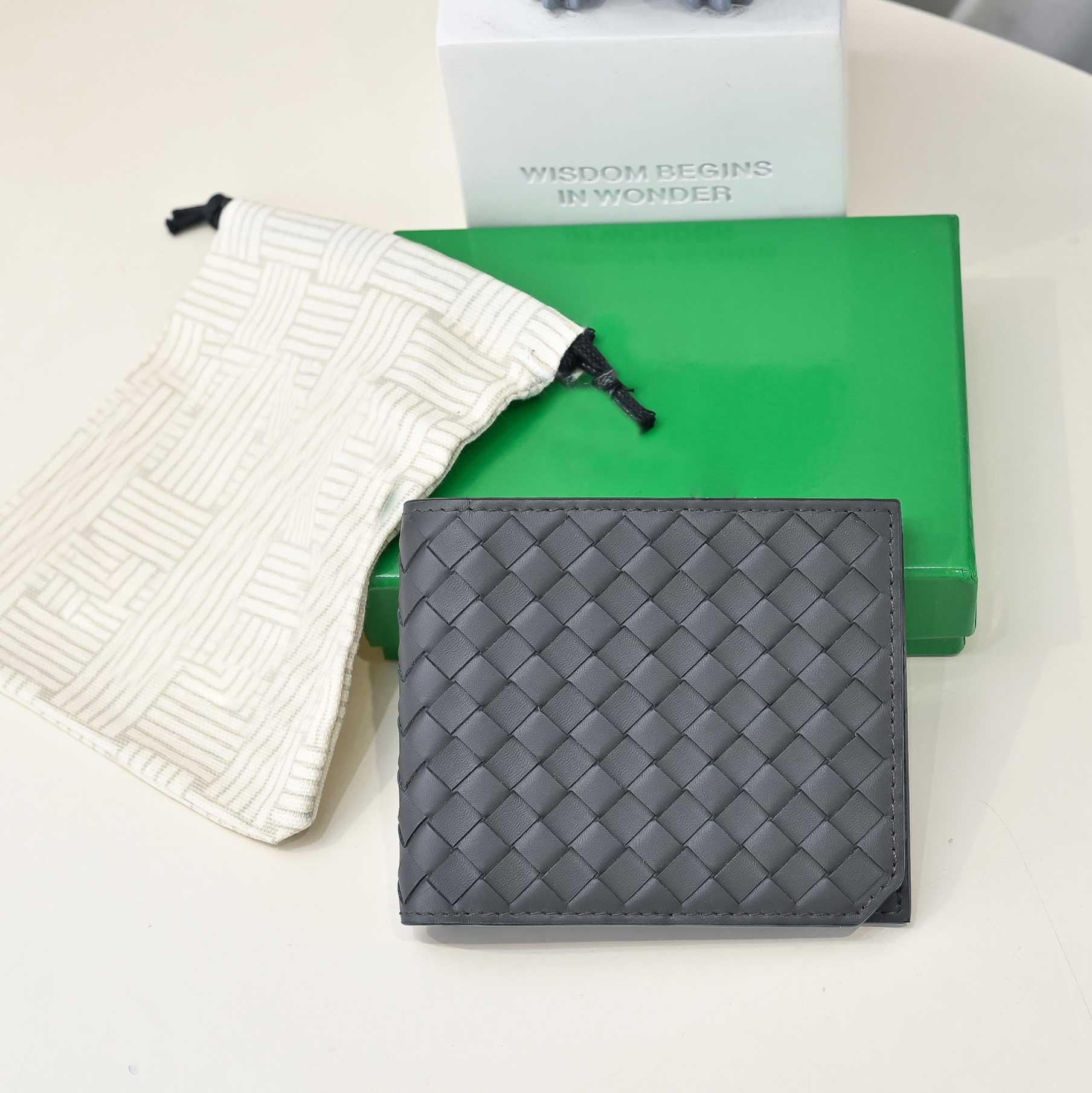 Wove card holder designer wallet men short wallet top quality credit cardholder genuine leather purse six booths with box