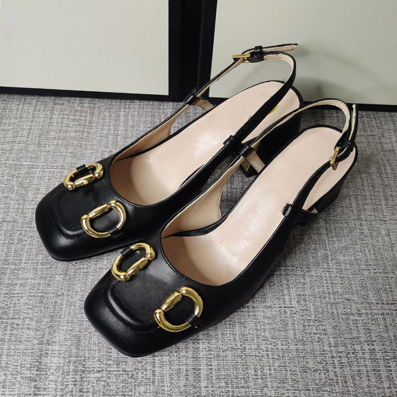 Summer leather closed sandals designer T stage elegant fashion high-heeled sandals French vintage office shoes