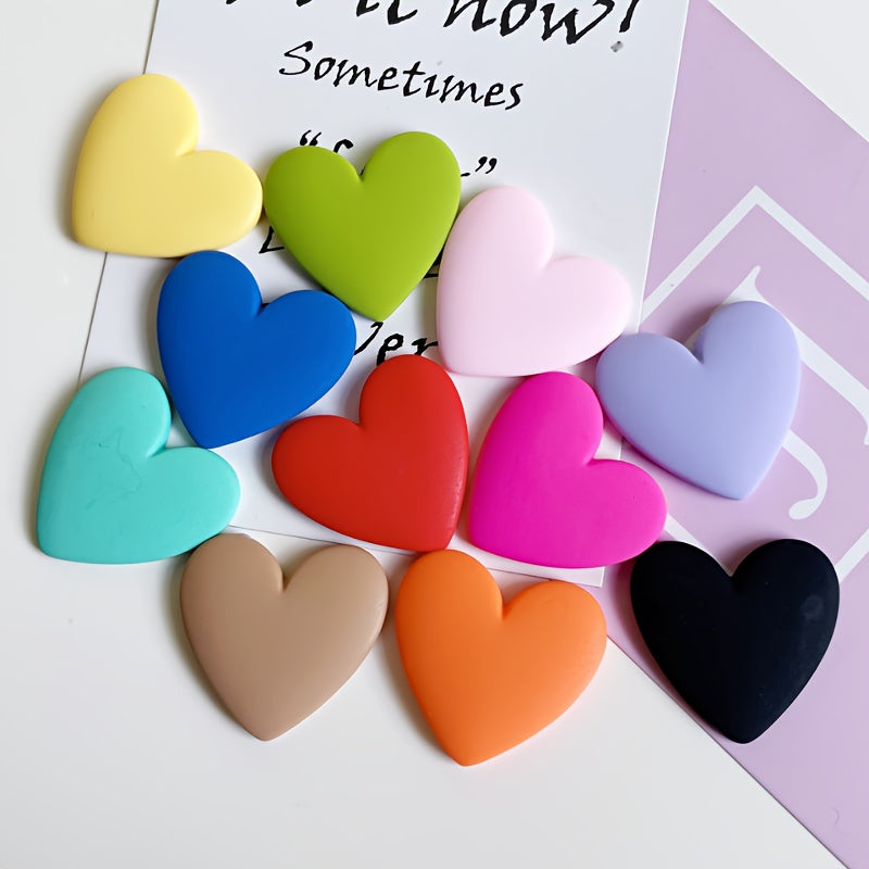 TEMU 10pcs 35x37mm Resin Acrylic Heart-shaped Flat Back Cabochon Scrapbooking Earrings Hairpin Accessories For Diy Phone Refrigerator Crafts Applique