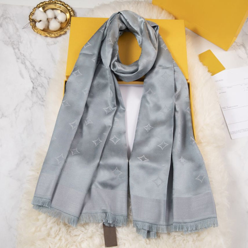 silk scarf Designer Print Scarf Headband for Women Fashion Handle Bag Scarves Shoulder Tote Lage Ribbon Head Wraps Grey