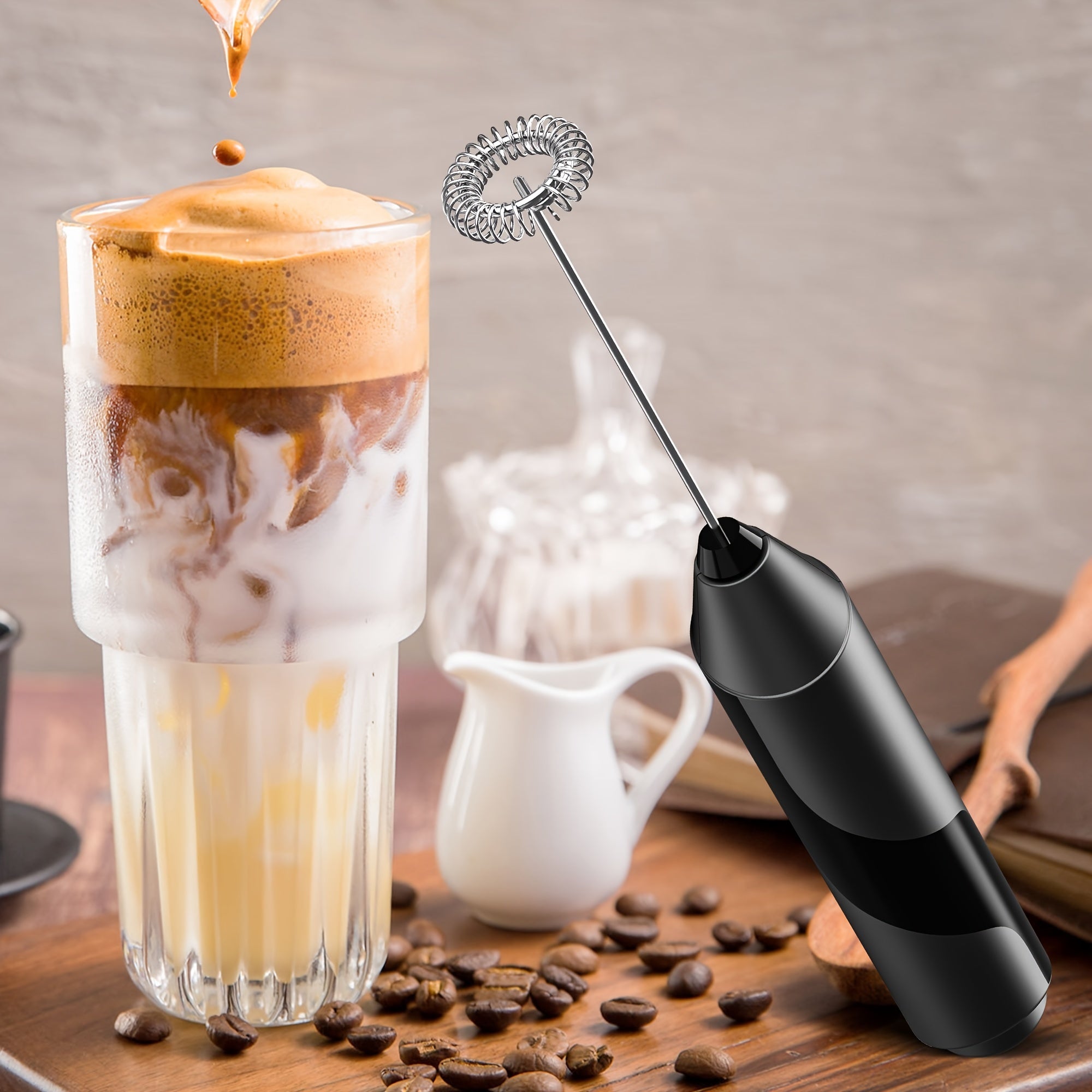 TEMU Electric Handheld Milk With High Power Noise, Battery Operated Whisk And Foam Maker For Coffee, Latte, Cappuccino, Hot Chocolate, Lattes And Etc