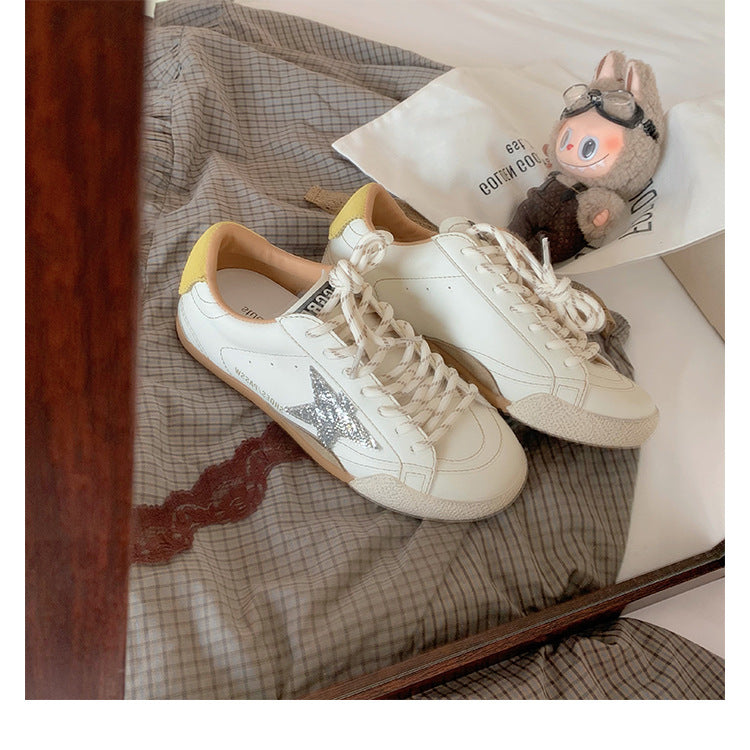 2025 youthful star distressed casual style versatile dirty sneakers and board shoes for women&#039;s spring and summer