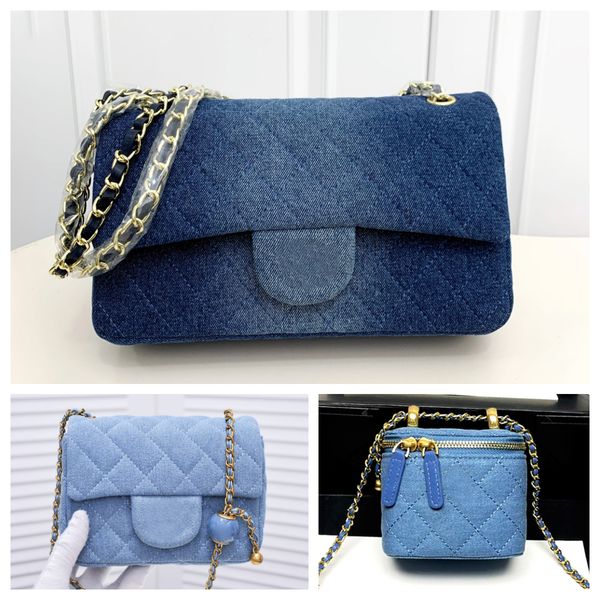 Designer Denim Bag Cosmetic Bag Ladies Denim Shoulder Bag Crossbody Chain Bag Lipstick Case Luxury Korean Mini Wash Bag Denim Backpack Walle