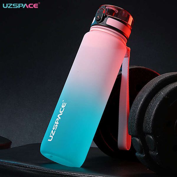 1000ml Sport Water Bottle With Time Marker Leakproof Dropproof Frosted Tritan Cup For Outdoor Travel School Gym BPA Free