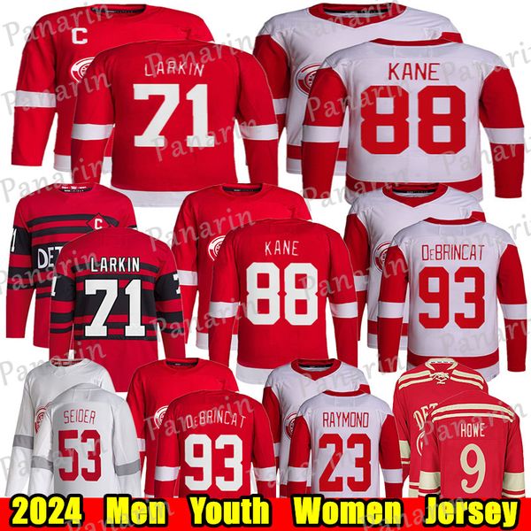 #88 Patrick Kane Reverse Retro hockey jersey #71 Dylan Larkin Alex DeBrincat Moritz Seider Gordie Howe Datsyuk Steve Yzerman Vladimir Tarase