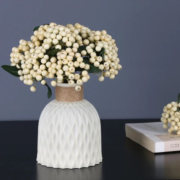 Modern Flower Vase White Plastic Pot Basket Nordic Home Living Room Decoration Ornament Wedding Arrangement 241203
