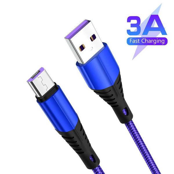 5pcs USB Cable 3A Fast Charging Cabo Usb Micro Mobile Phone Cables Charger Cord Wire For Xiai S7 Android CableT250114