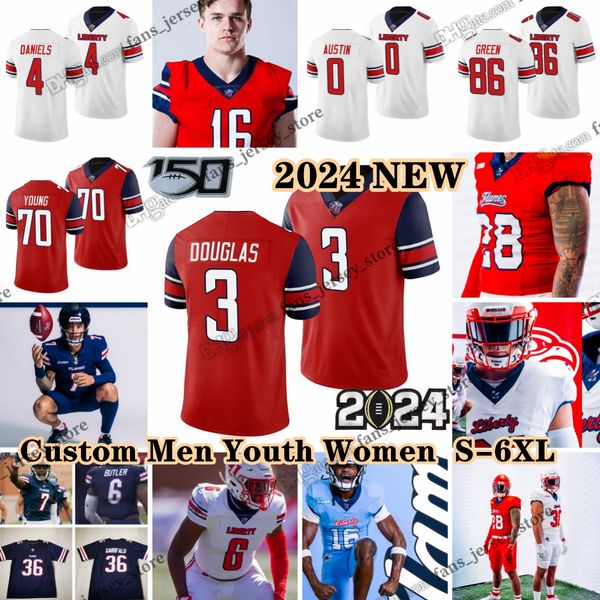 NCAA S-6XL Liberty FlamesS Football Jerseys 7 Kaidon Salter 20 Quinton Cooley Cj Daniels Tyren Dupree5 Brylan Green Lowe Quinton Cooley Cust