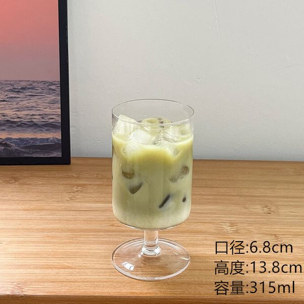 Summer elegant cup Ins style cups high foot juice glass coffee shop, milk tea, cold tail drink cup, beverage cup with straw gift b96