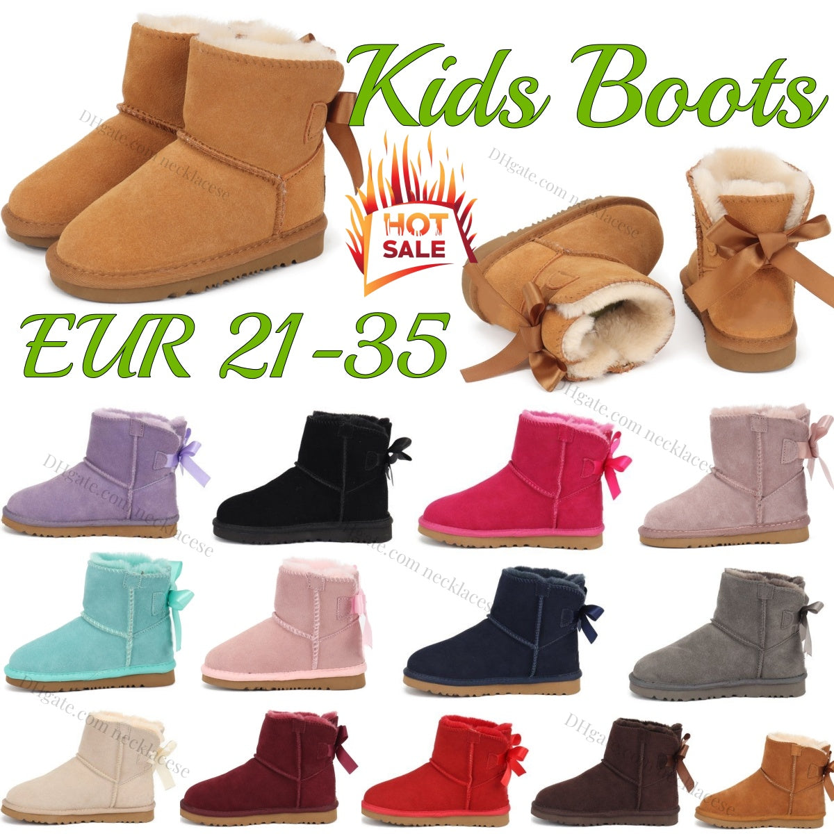 Australia kids Boots Classic Bow Girls Designer Shoes Baby Winter Snow Boot Bailey mini youth toddler infants First Walkers Warm children Booties Pi