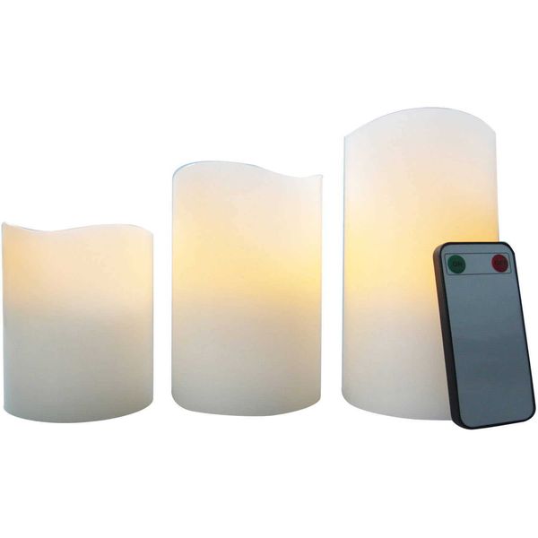 Scented Candle Flameless LED Pillar Candles 3Pack Vanilla Scented Z0418