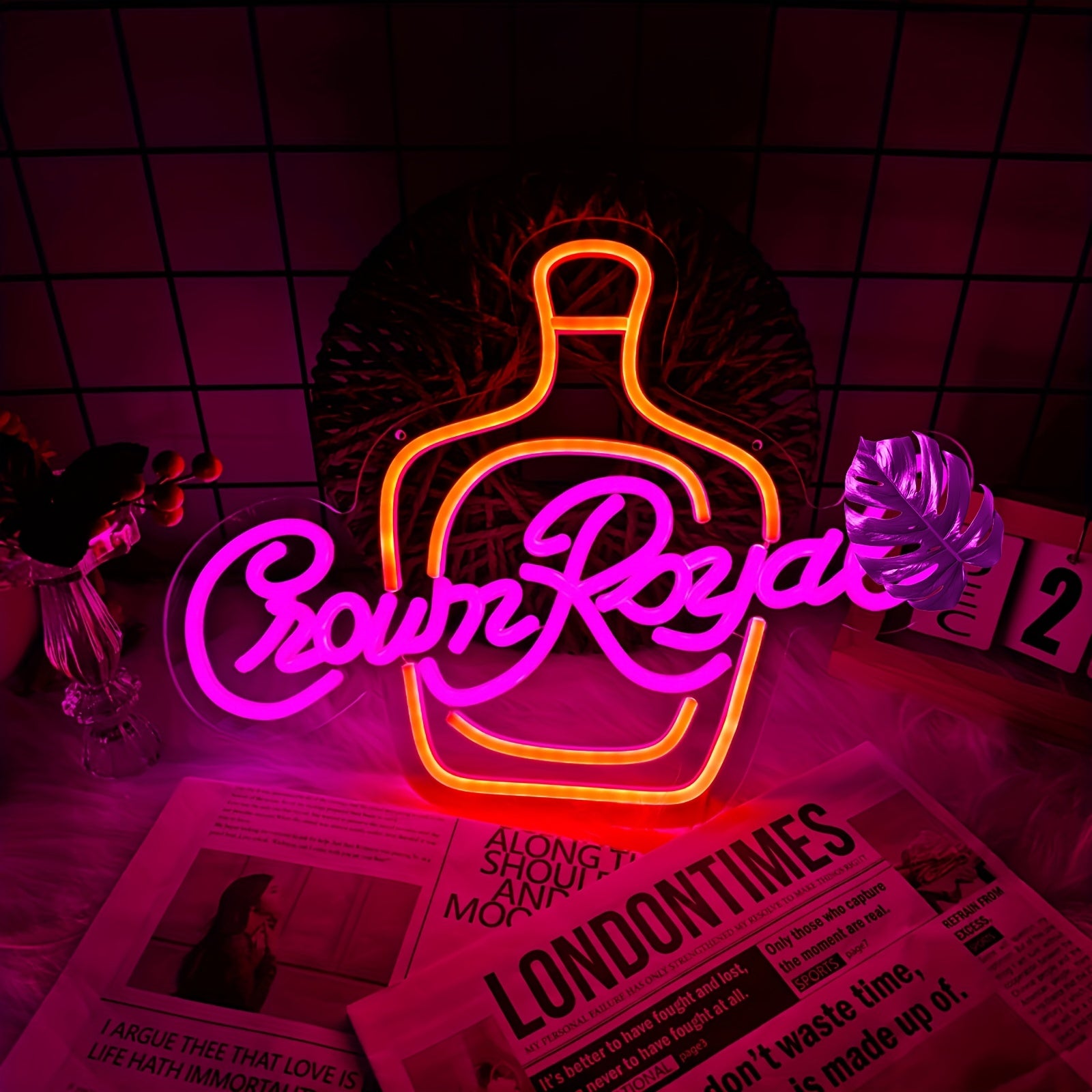 TEMU Whiskey Liquor Neon Sign, Hanging Neon Light, Usb Interface, Adjustable Led Lights, Acrylic Board, Home, Bar, Store, Studio, Club Decoration,