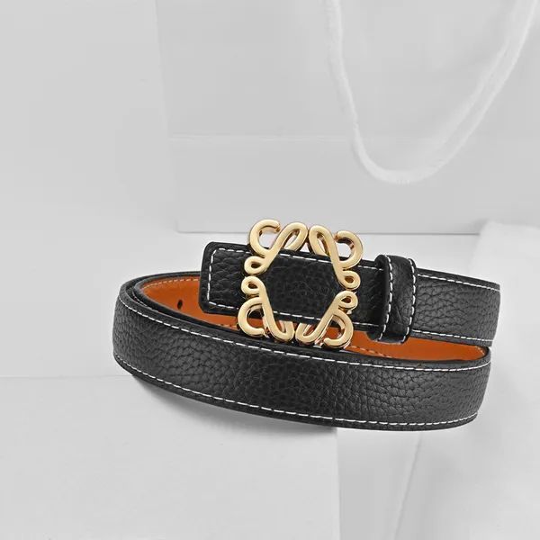 Women Designer Belt For Women Belt Ceinture Luxe Casual Belt Fashion Geometric Buckle Casual Double-sided Lychee Grain Belts White Black Sim