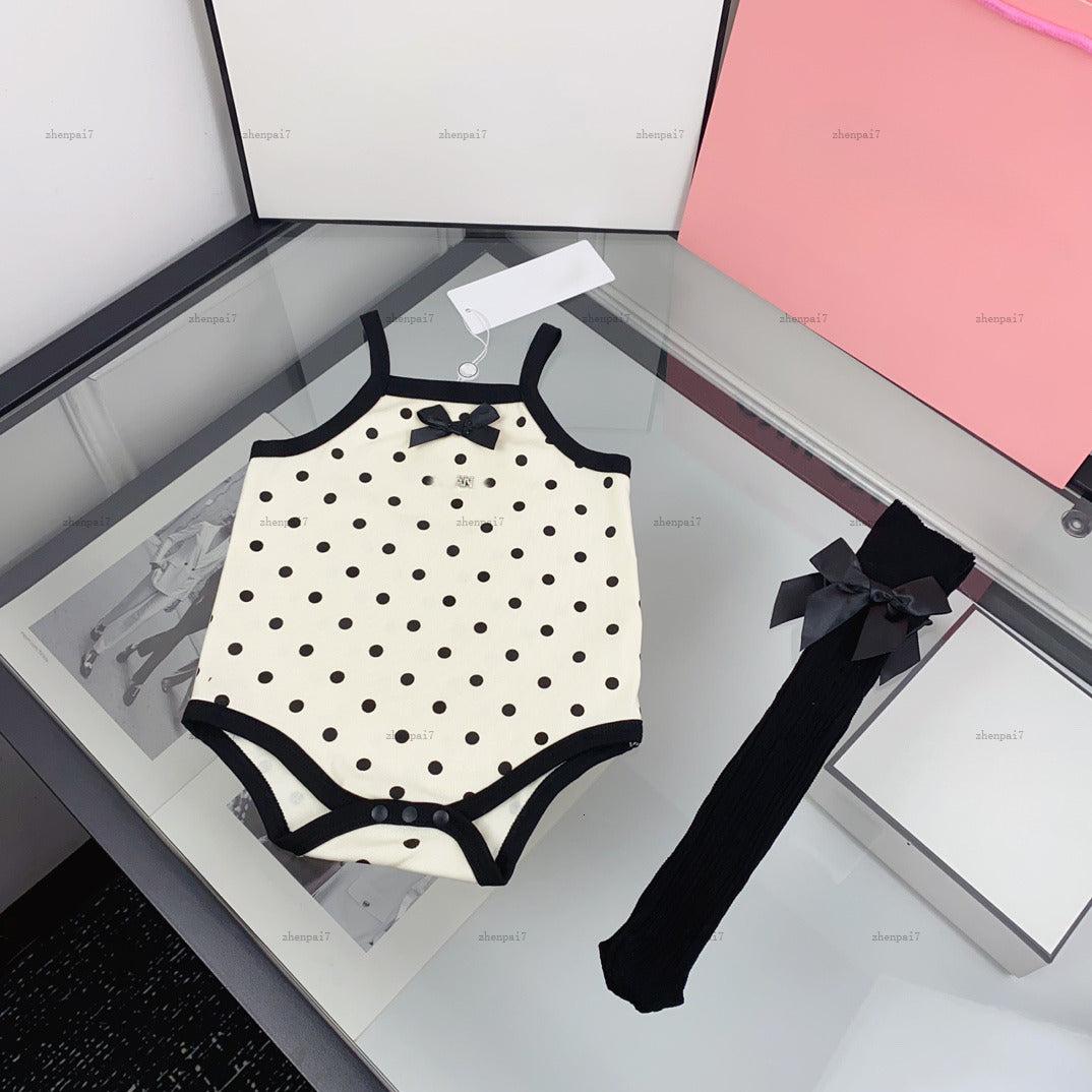 Top newborn bodysuit Circular spot print toddler romper designer Baby clothing Cotton material infant jumpsuits A128X04N082-b