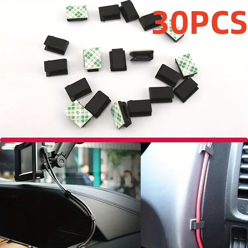 TEMU 30-pack Self-adhesive Car Clips, Plastic Cable Ties For Gps, Data, And Lighting Wire Management, Vehicle Interior Accessories For Car Bundle