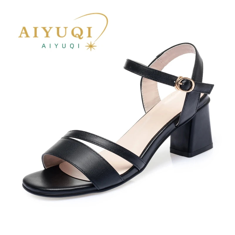 AIYUQI Sandals Women High Heels Anti Slip Roman Women Sandals Thick Heel Fashion Closed-toe Women Sandals