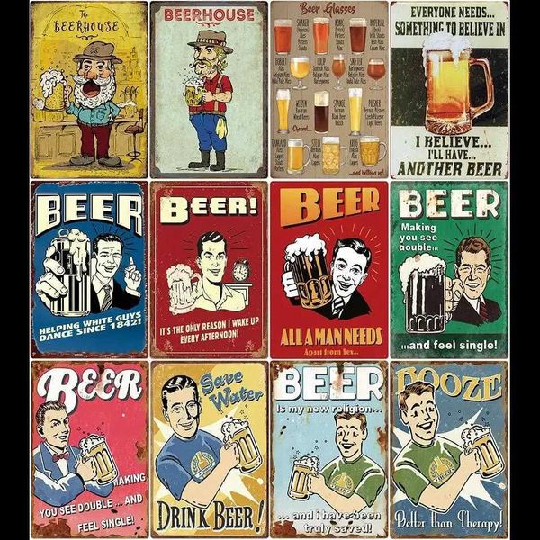 Vintage drinks good beer and good friends tin logo metal tinplate wall decoration poster bar restaurant mens cave pin W241109