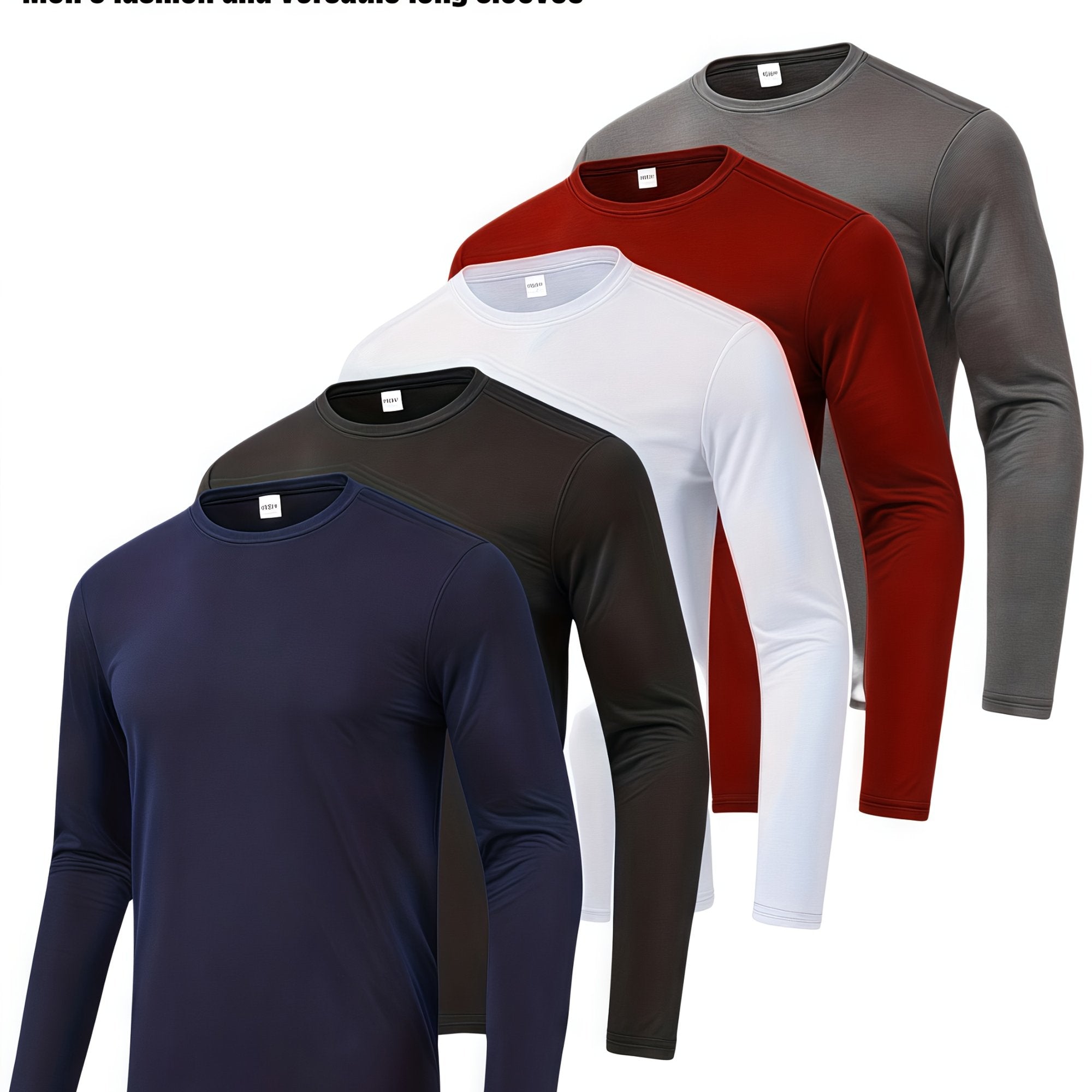 TEMU 5pcs Men' Color Compression Layering Tops - Breathable Athletic Shirts With Full-zip & Half-, Sleeveless & Long Sleeve For Gym, Outdoor Sports &