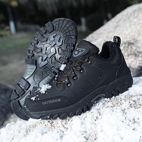High quality Hot Selling Outdoor Large Size Low Top Men&#039;s Mountaineering Winter New Plush Warm Cotton Shoes Lace up Non slip Snow Boots