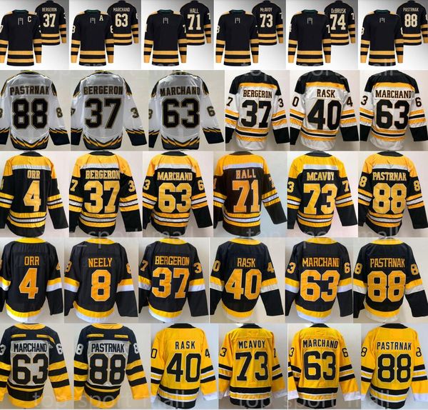 Reverse Retro Patrice Bergeron Jerseys Brad Marchand David Pastrnak Charlie McAvoy Tuukka Rask Jake DeBrusk Bobby Orr Hockey Taylor Hall Bla