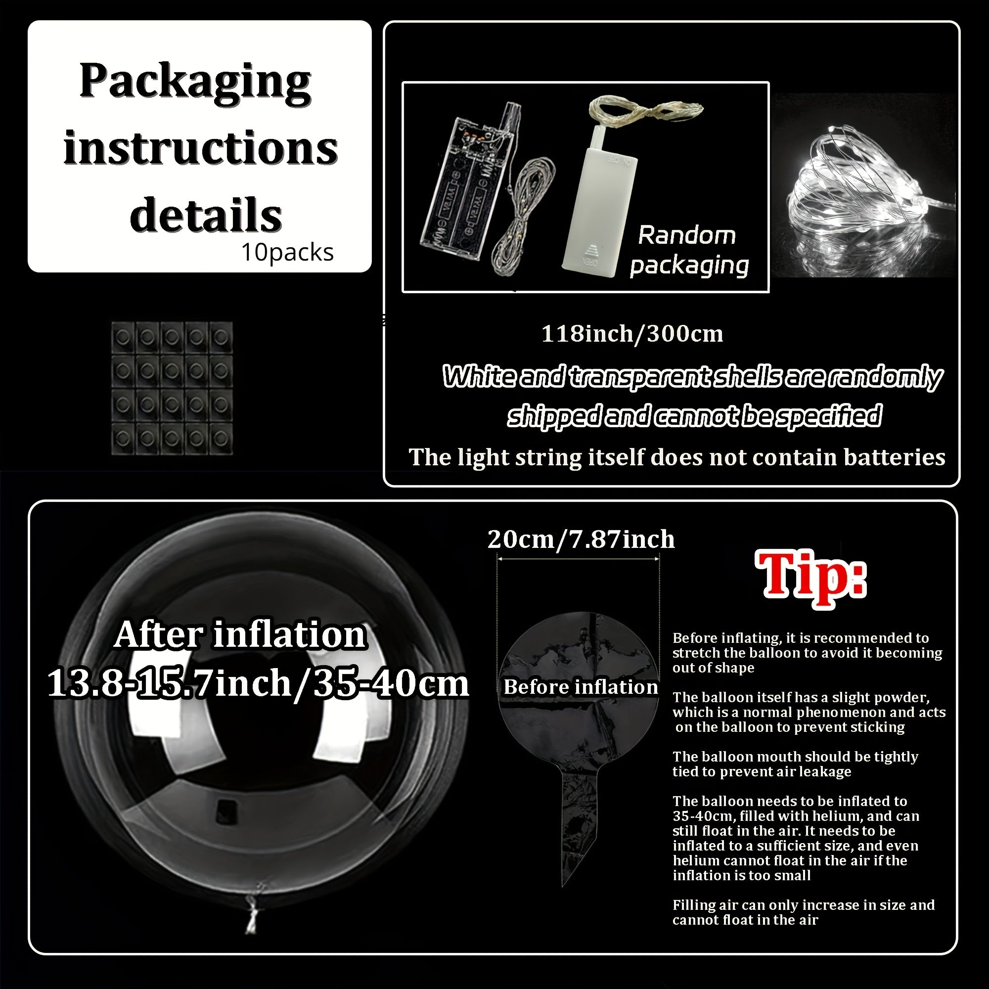 TEMU 10 Sets-21pcs, Transparent Bubble Ball Led Light String, Suitable For Mother&;s Day, Birthday, Wedding, Anniversary, Proposal, Tailgate Line