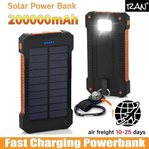 Solar Power Bank waterproof 30000mAh Solar Charger USB Ports external charger Powerbank is suitable for 5S smartphones with LED lights Y2411
