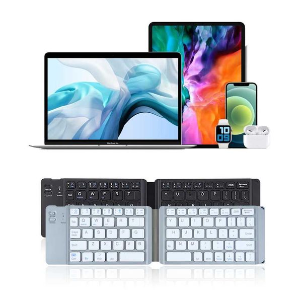 Keyboards Folding Mini Bluetooth Keyboard Korean Japanese For iphone Mobile Tablet Notebook Portable Office Storage Three Systems Universa z