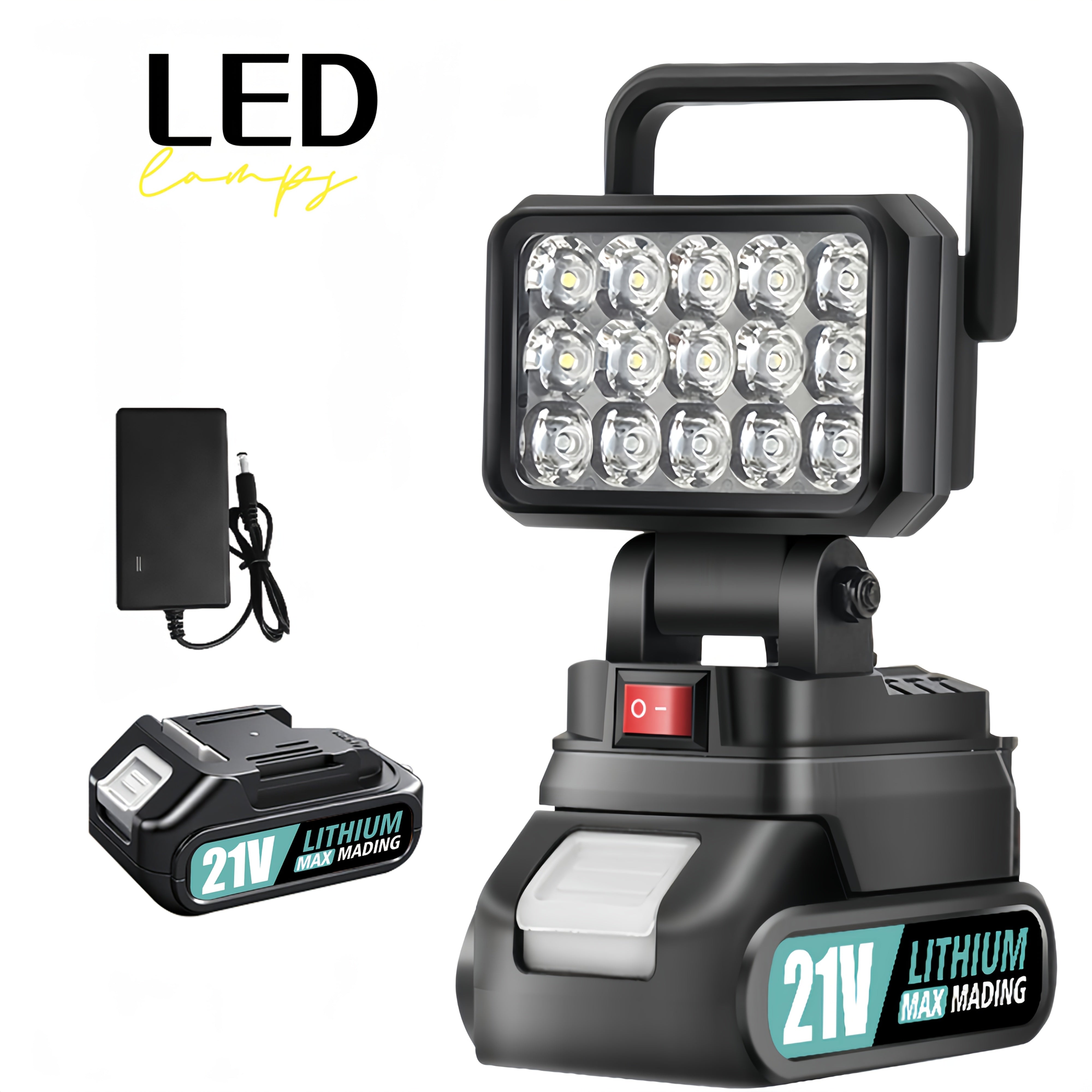 TEMU Suitable For Makita, 21v Led Lighting Lamp, Battery-powered Camping Light, Ip4x Waterproof Ratingresistance Rating Portable Flashlight, Suitable