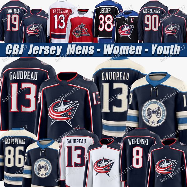 Johnny Gaudreau Boone Jenner columbus Hockey Jersey blue jacket jersey Merzlikins Zach Werenski Ivan Provorov Sean Kuraly Adam Fantilli jers
