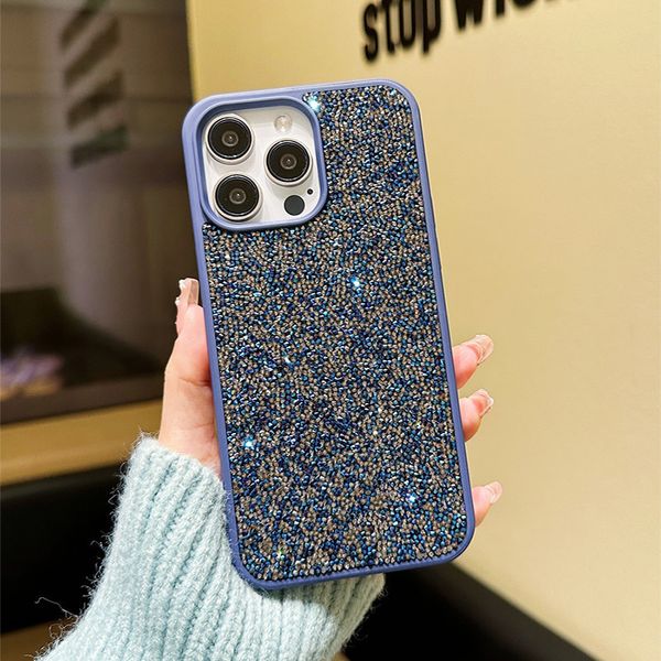Bling Diamond Designer Phone Case for Apple iPhone 16 15 14 Samsung Galaxy S24 S23 Luxury Glitter Sparkling Rhinestone Velvet Lining Back Co