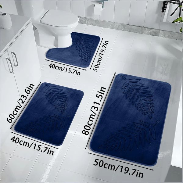 3pcs-set Quick-Drying Non-Slip Bathroom Mat Set - Thick Coral Fleece Carpet for Kitchen Laundry Bedroom Shower Indoor Use 250206