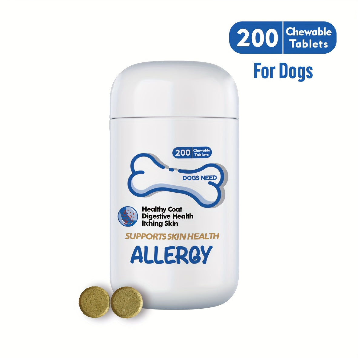 TEMU 200 Tabs, Anti-allergy Supplement, For Dogs, Supplement For Dogs With Nutritional Needs, Skin Coat, Support Healthy Shiny Hair