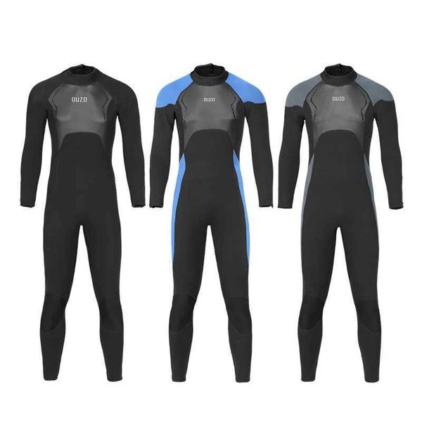 Mens Triathlon Wetsuit 3mm Neoprene Long Seve One Piece wetsuit Ultra Elastic Diving Suit Open Water SwimmingXJ241220