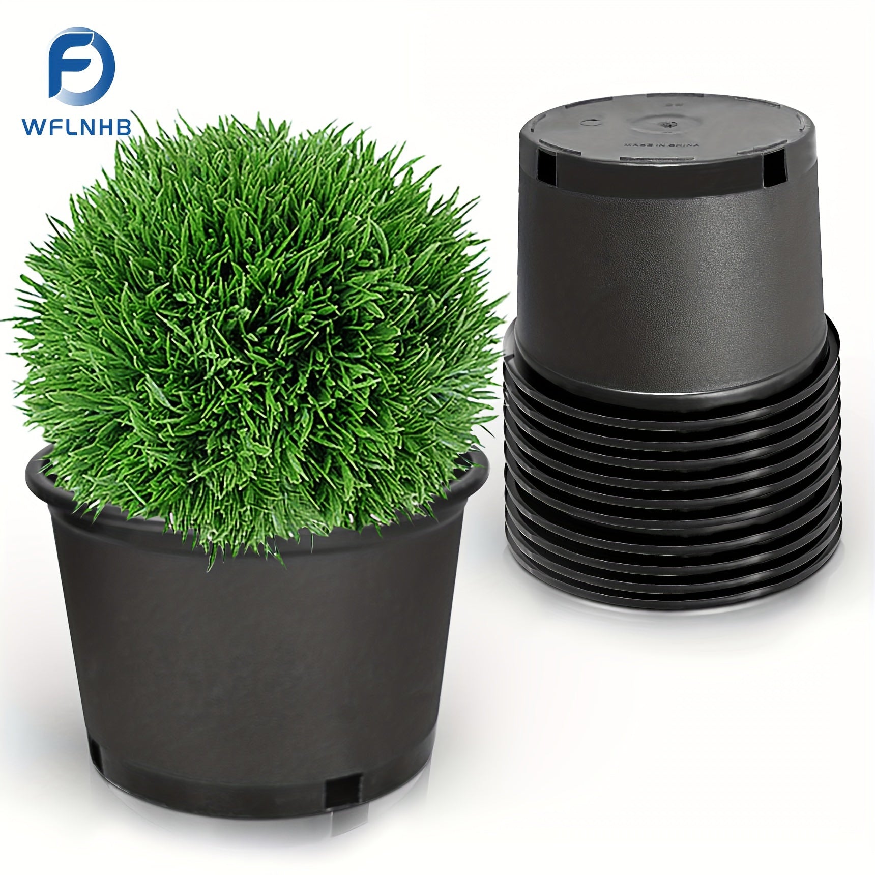 TEMU 10pcs Wflnhb Plastic Nursery Pots With Drainage Holes – Flexible, Reusable Containers For Indoor & Outdoor Plants, Flowers, And Vegetables