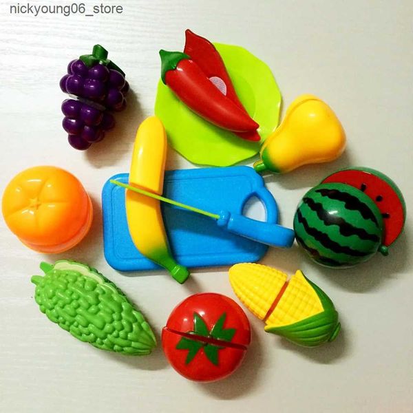 Kitchens Play Food 12 pcs-Set Plastic Kitchen Food Fruit Vegetable Cutting Kids Pretend Play Educational Toy Cook Safety Hot SaleL240910